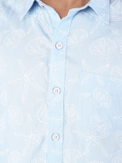 Blue Printed Shirt-Boys Shirts-Crimsoune Club