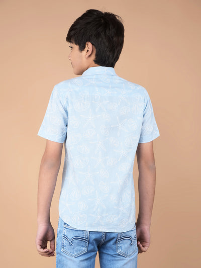 Blue Printed Shirt-Boys Shirts-Crimsoune Club