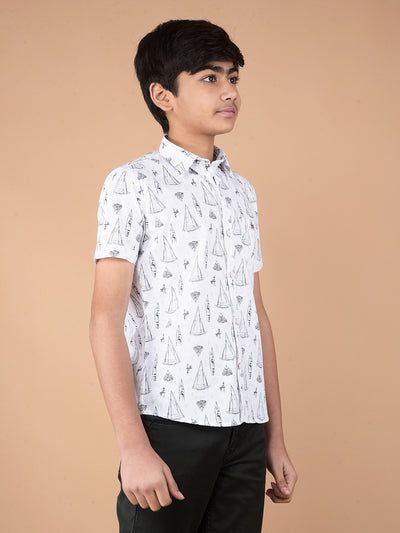 White Printed Shirt-Boys Shirts-Crimsoune Club