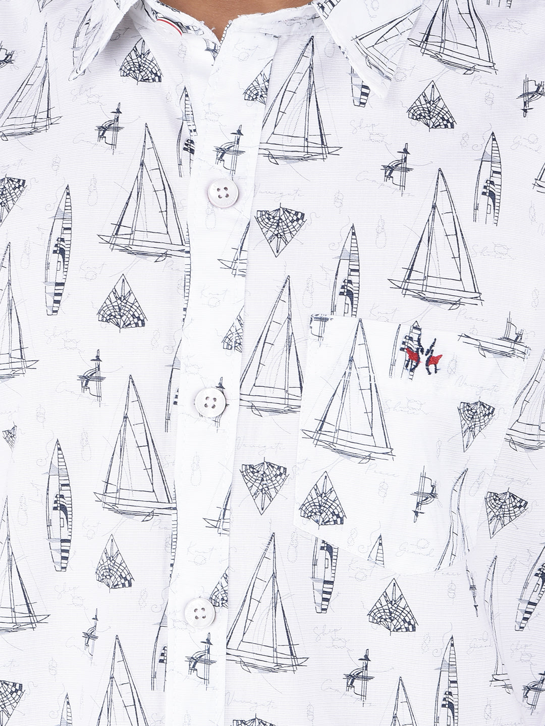 White Printed Shirt-Boys Shirts-Crimsoune Club