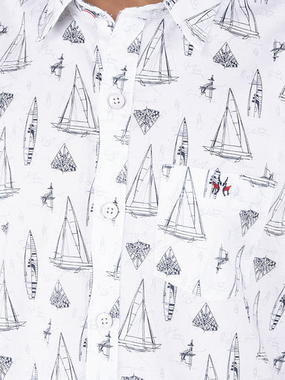 White Printed Shirt-Boys Shirts-Crimsoune Club