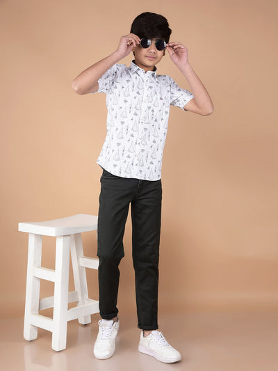 White Printed Shirt-Boys Shirts-Crimsoune Club
