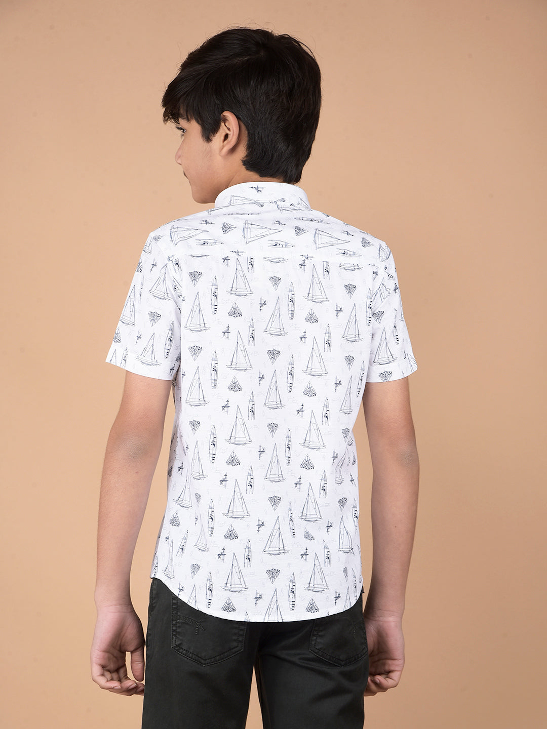 White Printed Shirt-Boys Shirts-Crimsoune Club