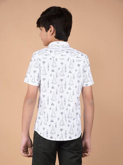 White Printed Shirt-Boys Shirts-Crimsoune Club