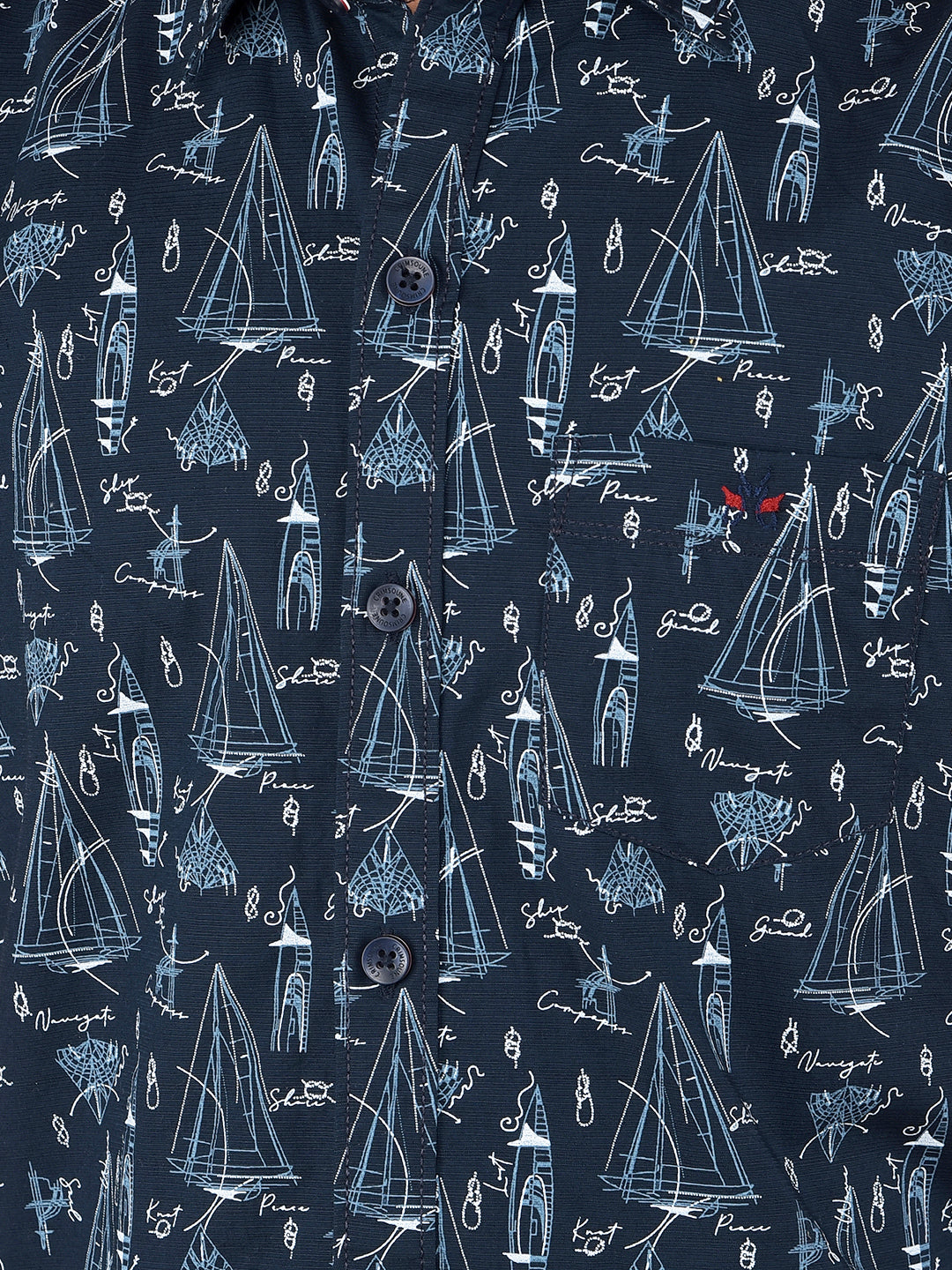 Navy Blue Printed Shirt-Boys Shirts-Crimsoune Club