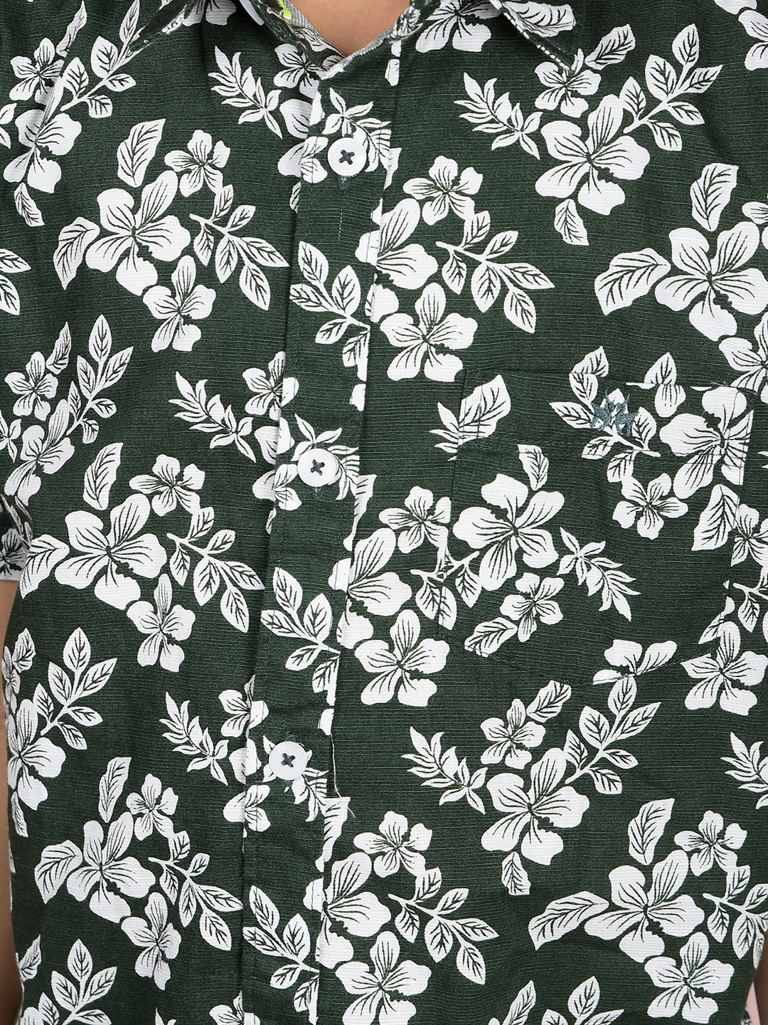 Green Printed 100% Cotton Shirt-Boys Shirts-Crimsoune Club