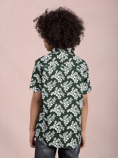 Green Printed 100% Cotton Shirt-Boys Shirts-Crimsoune Club