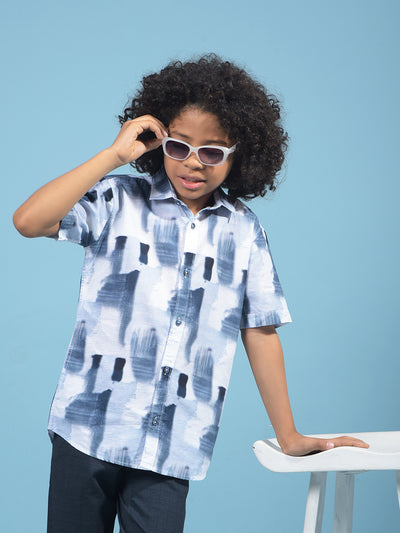Grey Printed 100% Cotton Shirt-Boys Shirts-Crimsoune Club