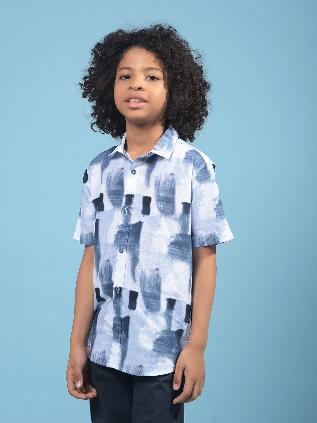 Grey Printed 100% Cotton Shirt-Boys Shirts-Crimsoune Club