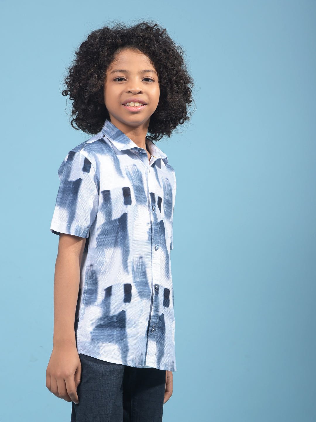 Grey Printed 100% Cotton Shirt-Boys Shirts-Crimsoune Club