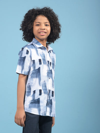 Grey Printed 100% Cotton Shirt-Boys Shirts-Crimsoune Club