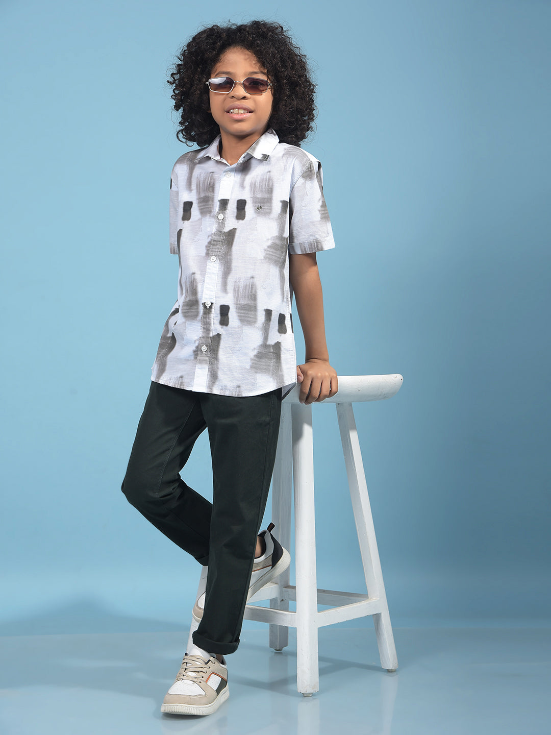 Olive Printed 100% Cotton Shirt-Boys Shirts-Crimsoune Club
