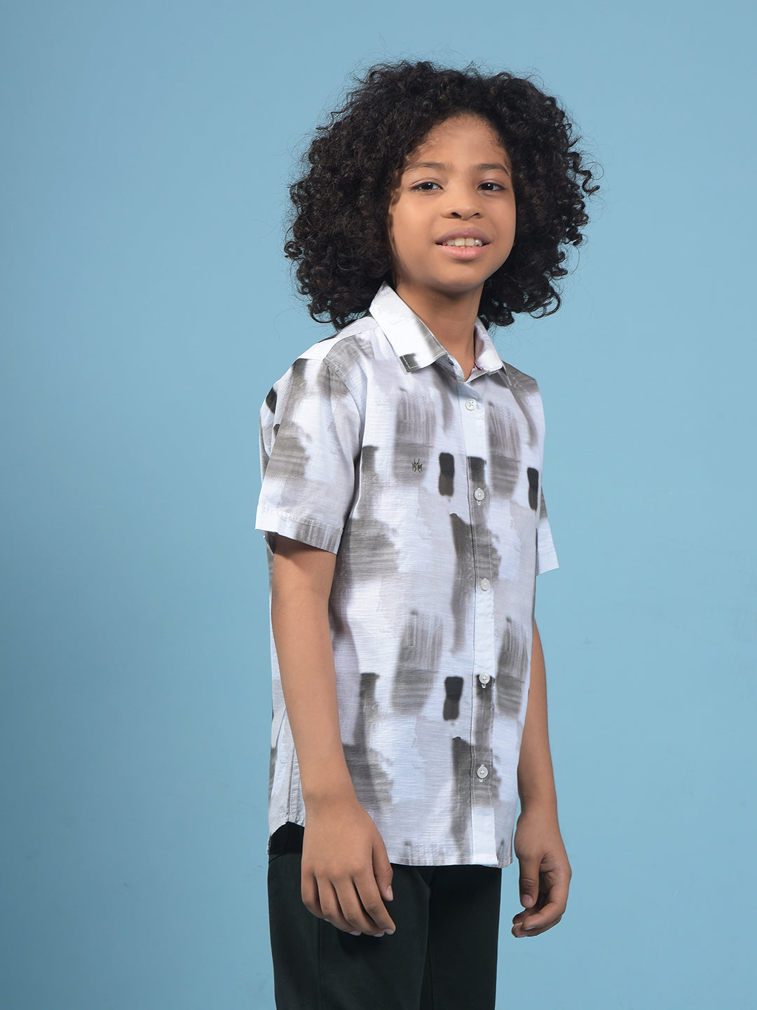 Olive Printed 100% Cotton Shirt-Boys Shirts-Crimsoune Club