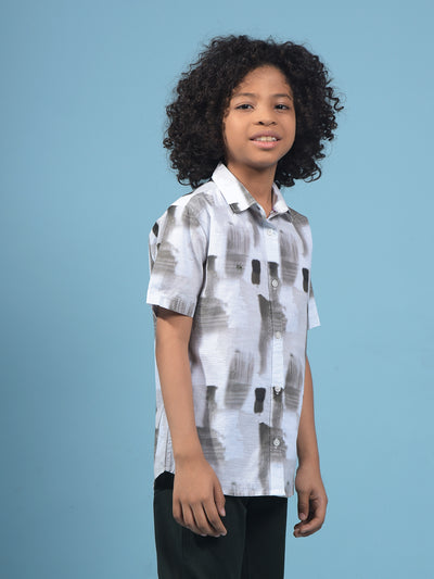 Olive Printed 100% Cotton Shirt-Boys Shirts-Crimsoune Club