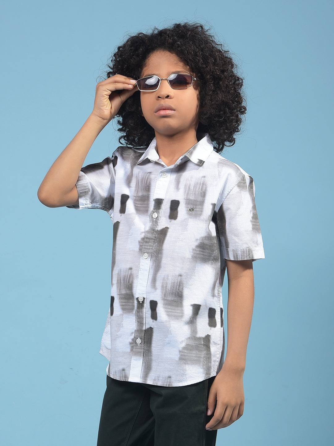 Olive Printed 100% Cotton Shirt-Boys Shirts-Crimsoune Club