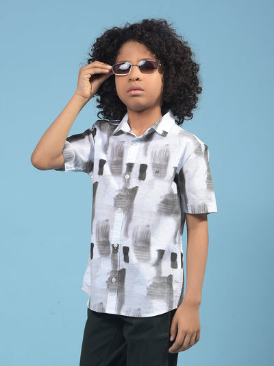 Olive Printed 100% Cotton Shirt-Boys Shirts-Crimsoune Club