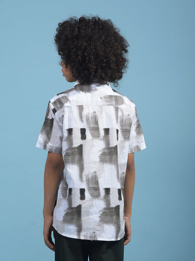 Olive Printed 100% Cotton Shirt-Boys Shirts-Crimsoune Club