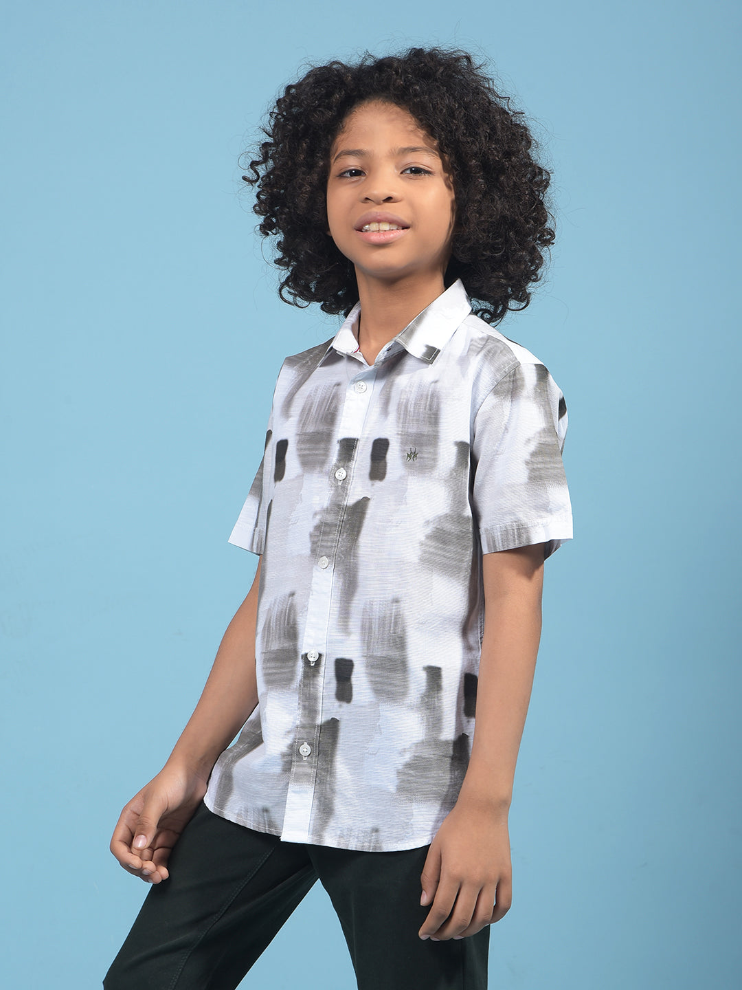 Olive Printed 100% Cotton Shirt-Boys Shirts-Crimsoune Club