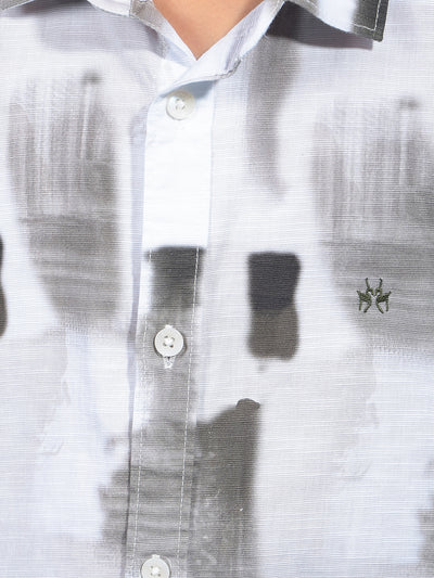 Olive Printed 100% Cotton Shirt-Boys Shirts-Crimsoune Club
