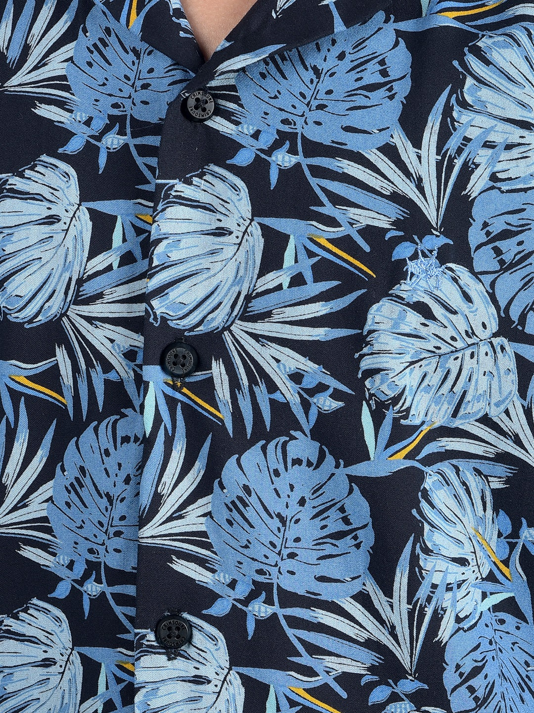 Blue Floral Print Resort Collar Shirt-Boys Shirts-Crimsoune Club