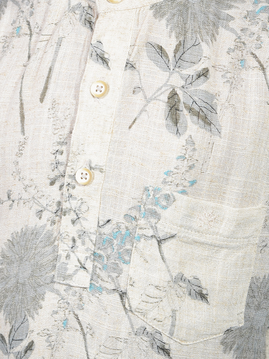Grey Floral Print Linen Kurta-Boys Kurtas-Crimsoune Club