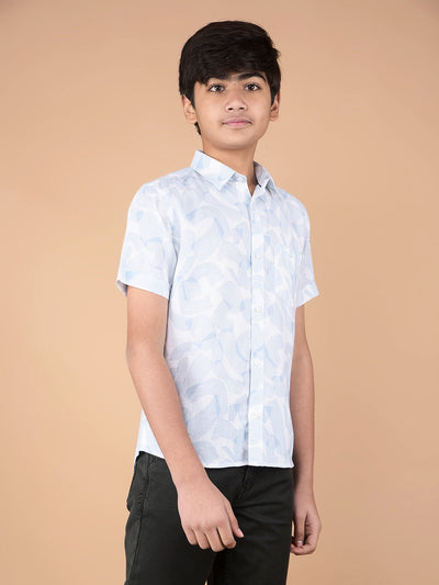 Blue Printed Shirt-Boys Shirts-Crimsoune Club