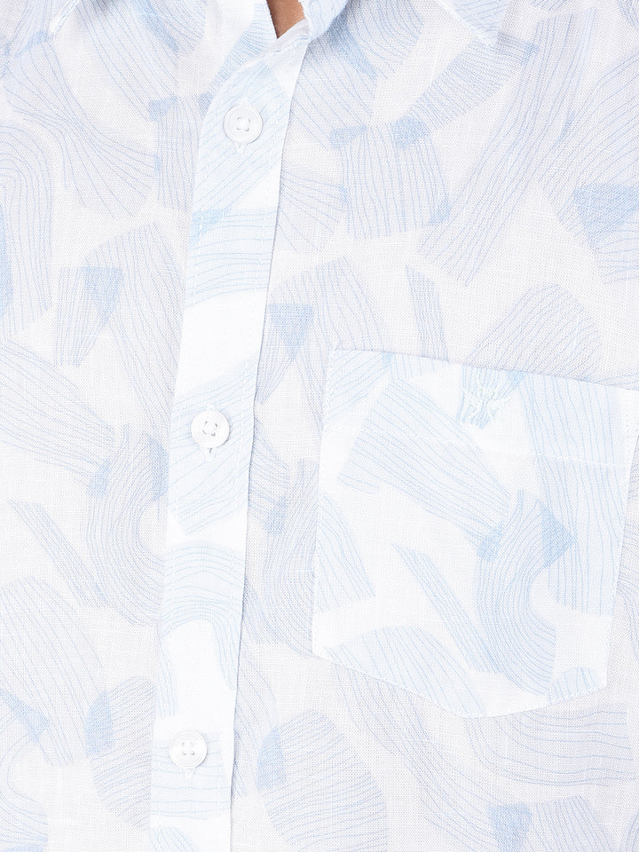 Blue Printed Shirt-Boys Shirts-Crimsoune Club