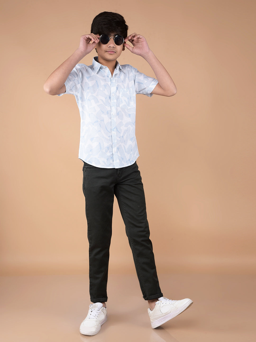 Blue Printed Shirt-Boys Shirts-Crimsoune Club