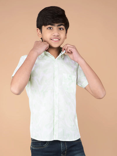 Green Printed Shirt-Boys Shirts-Crimsoune Club