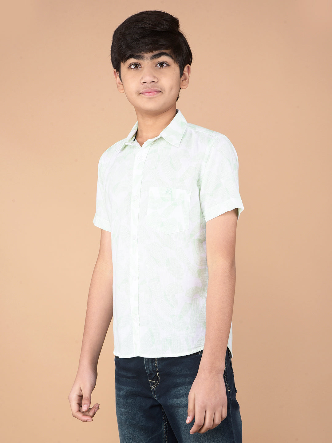 Green Printed Shirt-Boys Shirts-Crimsoune Club