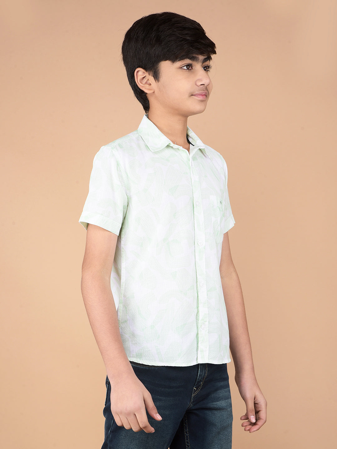 Green Printed Shirt-Boys Shirts-Crimsoune Club