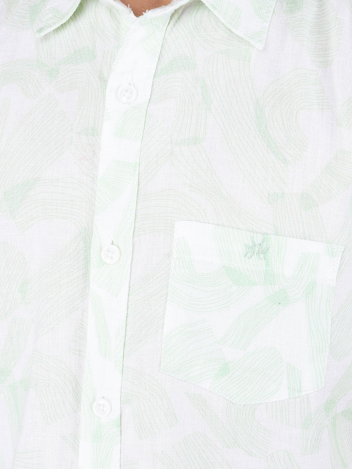 Green Printed Shirt-Boys Shirts-Crimsoune Club