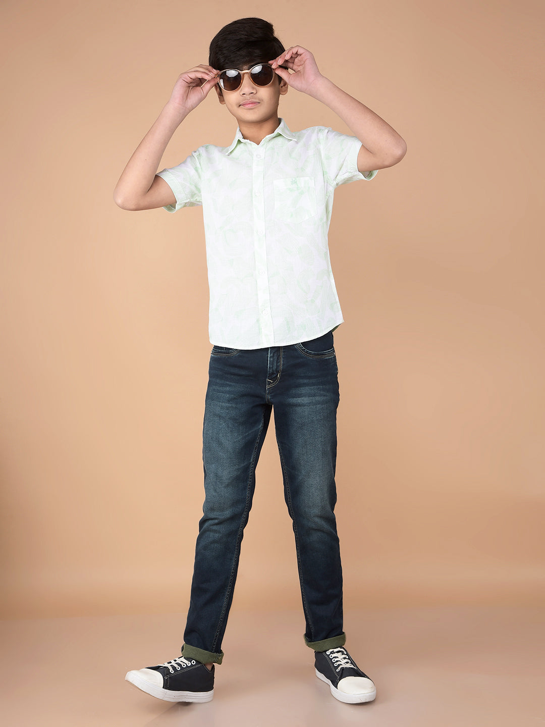 Green Printed Shirt-Boys Shirts-Crimsoune Club