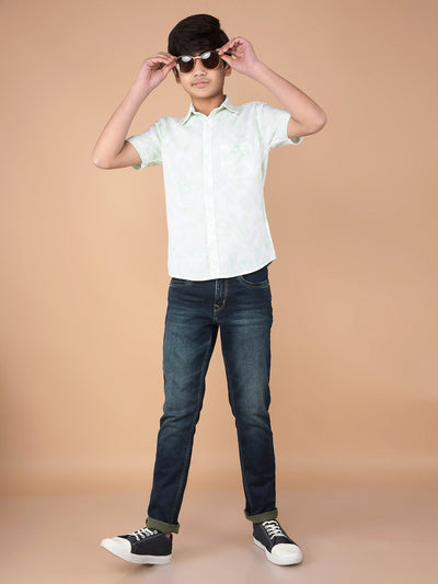 Green Printed Shirt-Boys Shirts-Crimsoune Club
