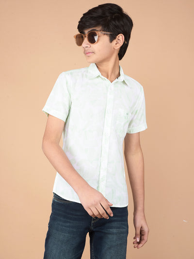 Green Printed Shirt-Boys Shirts-Crimsoune Club