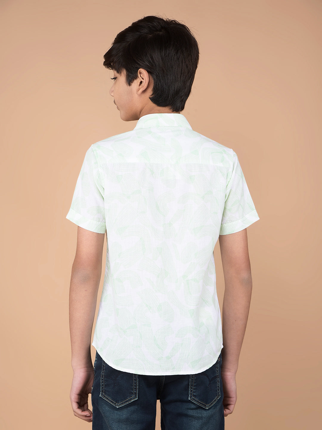 Green Printed Shirt-Boys Shirts-Crimsoune Club