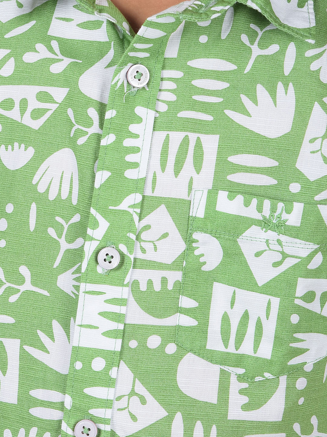 Green Printed 100% Cotton Shirt-Boys Shirts-Crimsoune Club