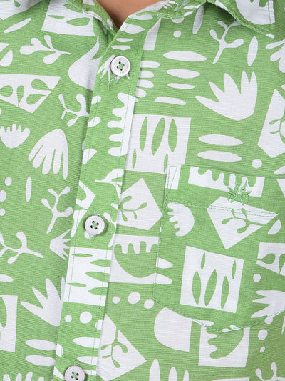 Green Printed 100% Cotton Shirt-Boys Shirts-Crimsoune Club