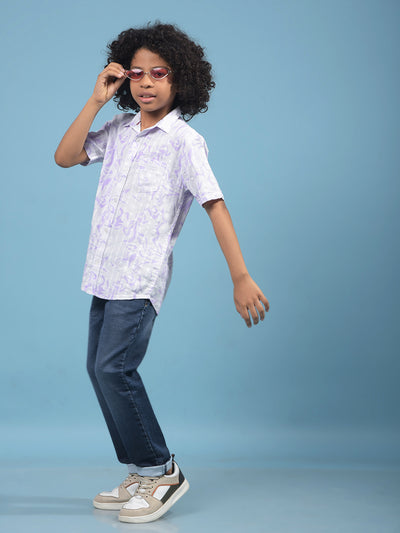 Purple Printed 100% Cotton Shirt-Boys Shirts-Crimsoune Club