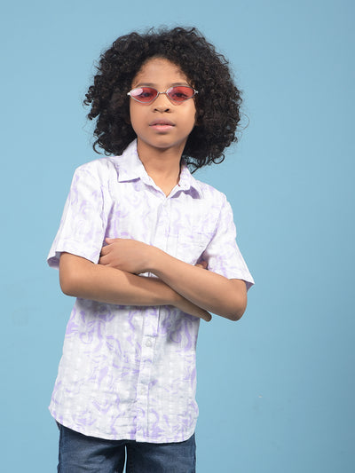 Purple Printed 100% Cotton Shirt-Boys Shirts-Crimsoune Club