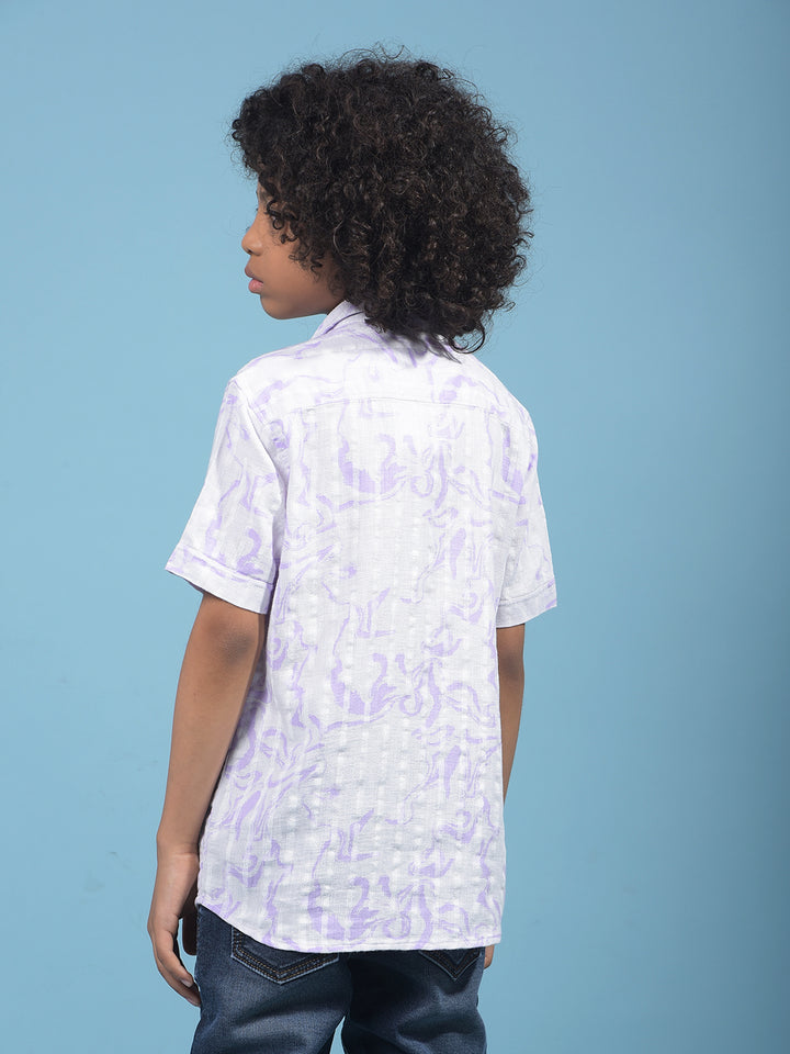 Purple Printed 100% Cotton Shirt-Boys Shirts-Crimsoune Club