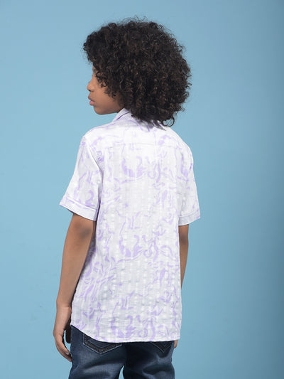 Purple Printed 100% Cotton Shirt-Boys Shirts-Crimsoune Club