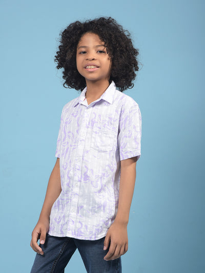 Purple Printed 100% Cotton Shirt-Boys Shirts-Crimsoune Club