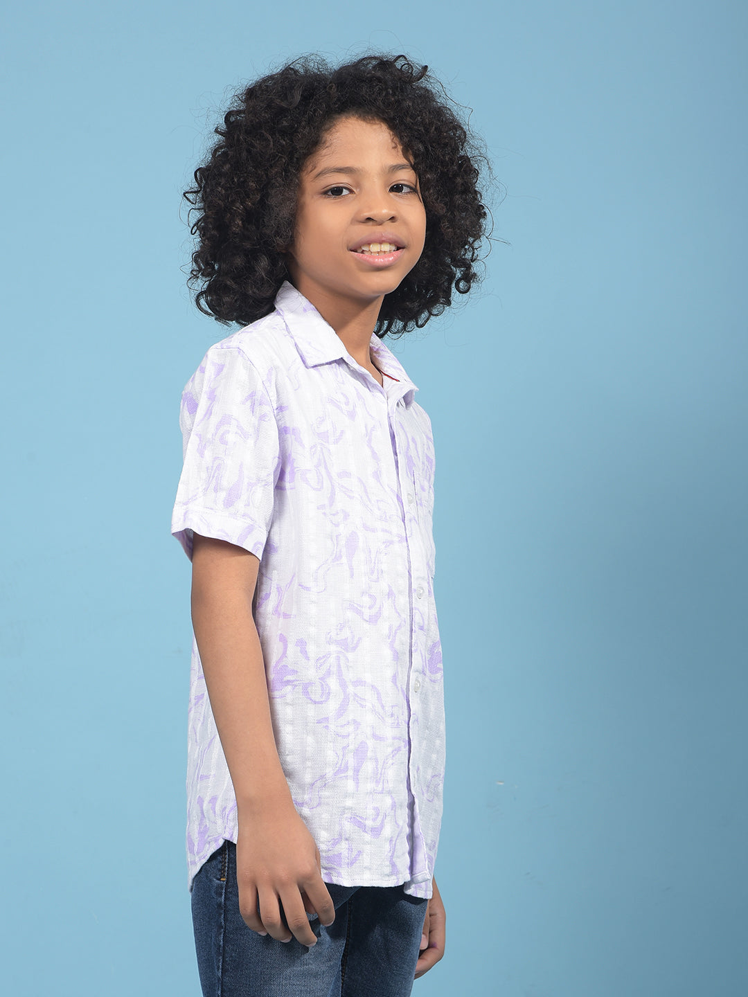 Purple Printed 100% Cotton Shirt-Boys Shirts-Crimsoune Club