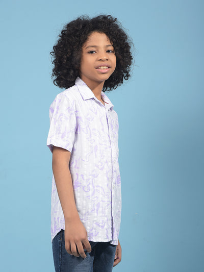 Purple Printed 100% Cotton Shirt-Boys Shirts-Crimsoune Club