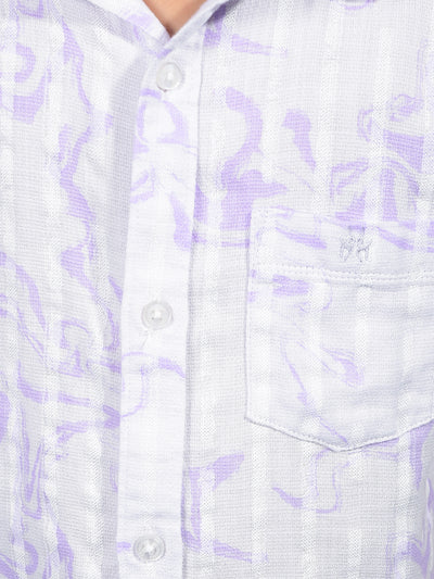 Purple Printed 100% Cotton Shirt-Boys Shirts-Crimsoune Club