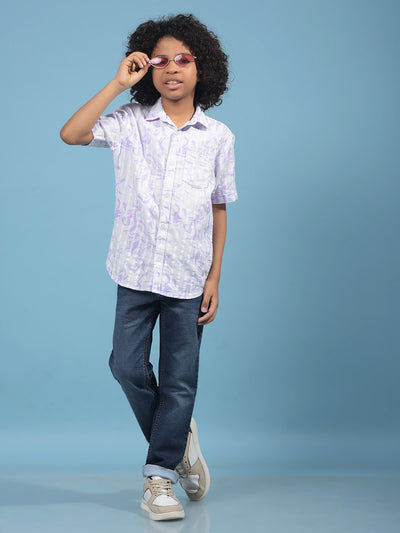 Purple Printed 100% Cotton Shirt-Boys Shirts-Crimsoune Club