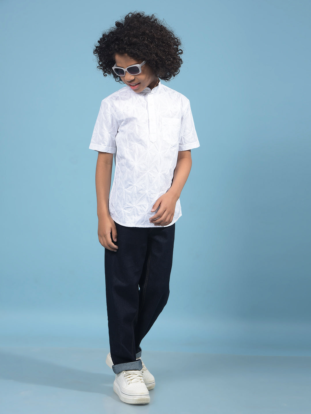 White Embroidered Kurta-Boys Kurtas-Crimsoune Club