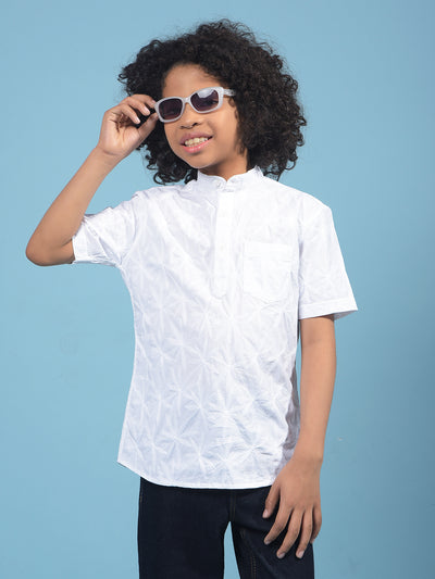 White Embroidered Kurta-Boys Kurtas-Crimsoune Club