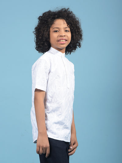 White Embroidered Kurta-Boys Kurtas-Crimsoune Club